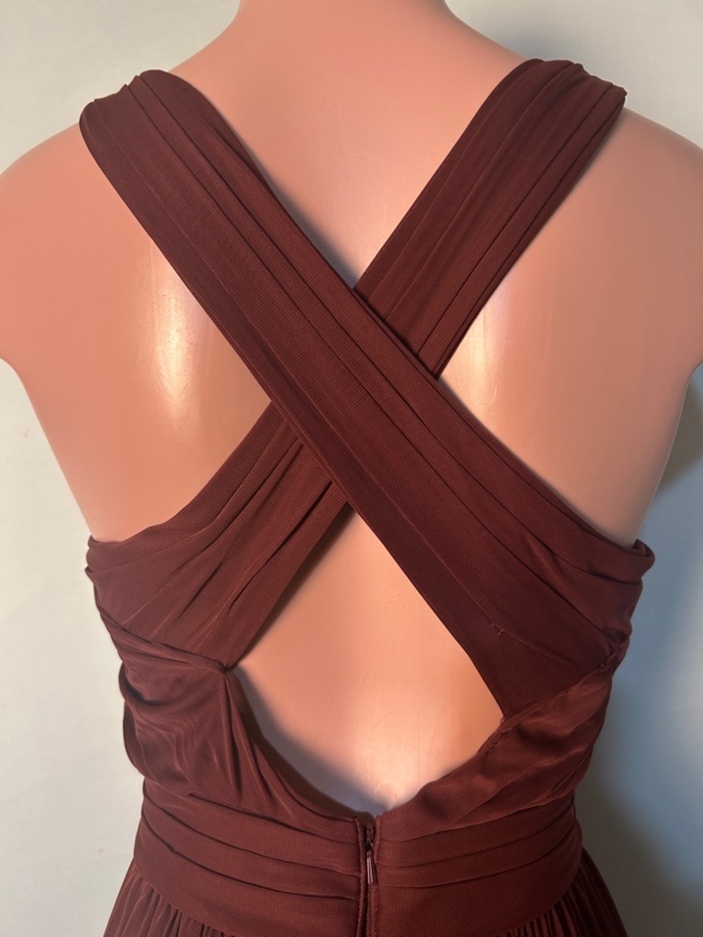 David’s Bridal Maxi Dress Burgundy Ruched Sleeveless Women's Size 12 - Picture 10 of 14